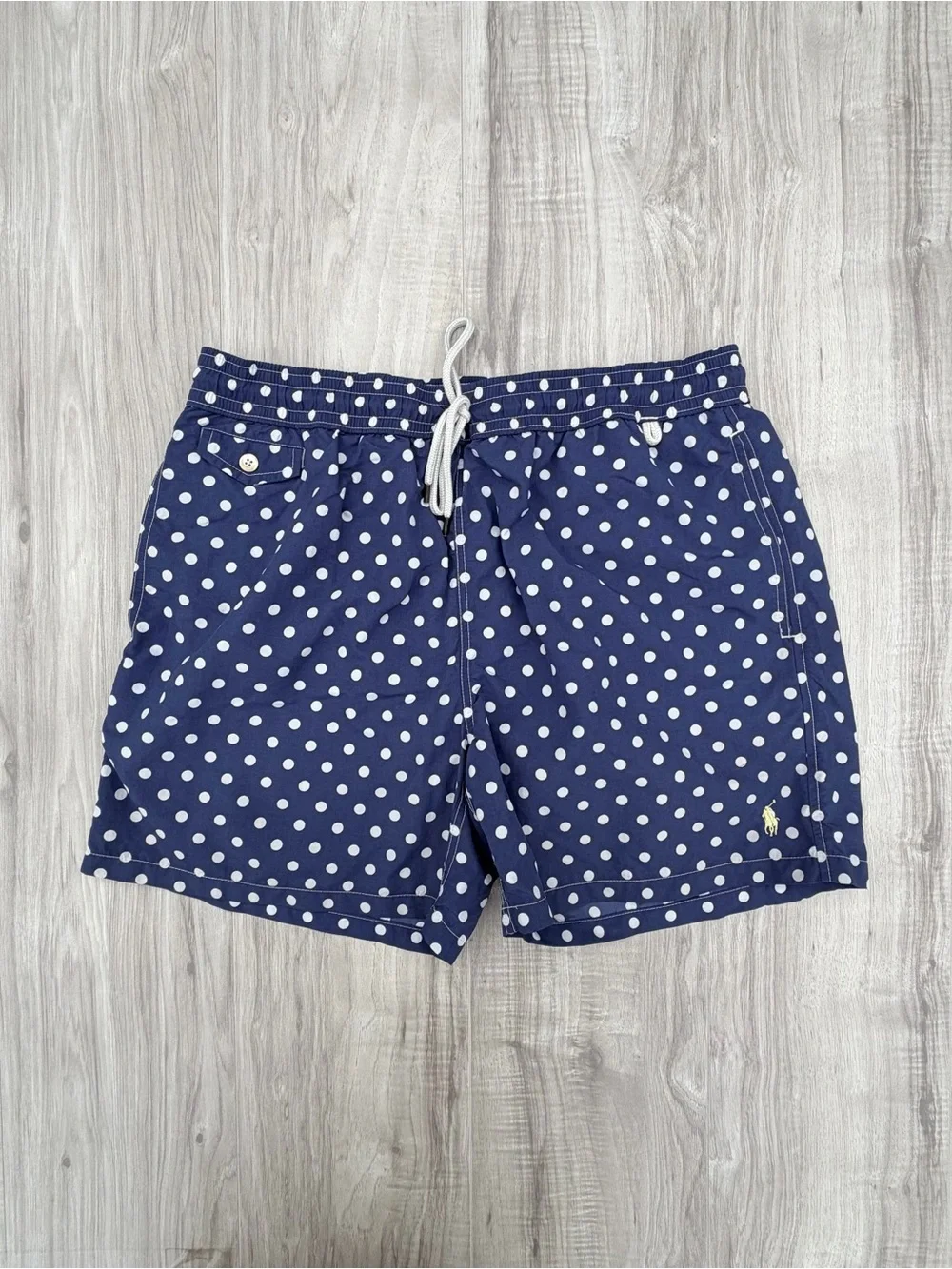 Polo Ralph Lauren navy blue and white polka dot swim short